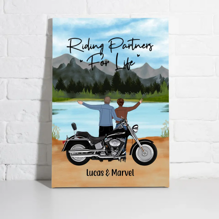 Personalized Canvas, Riding Partners For Life, Gift For Motorcycle Lovers