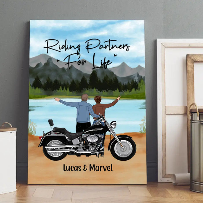 Personalized Canvas, Riding Partners For Life, Gift For Motorcycle Lovers