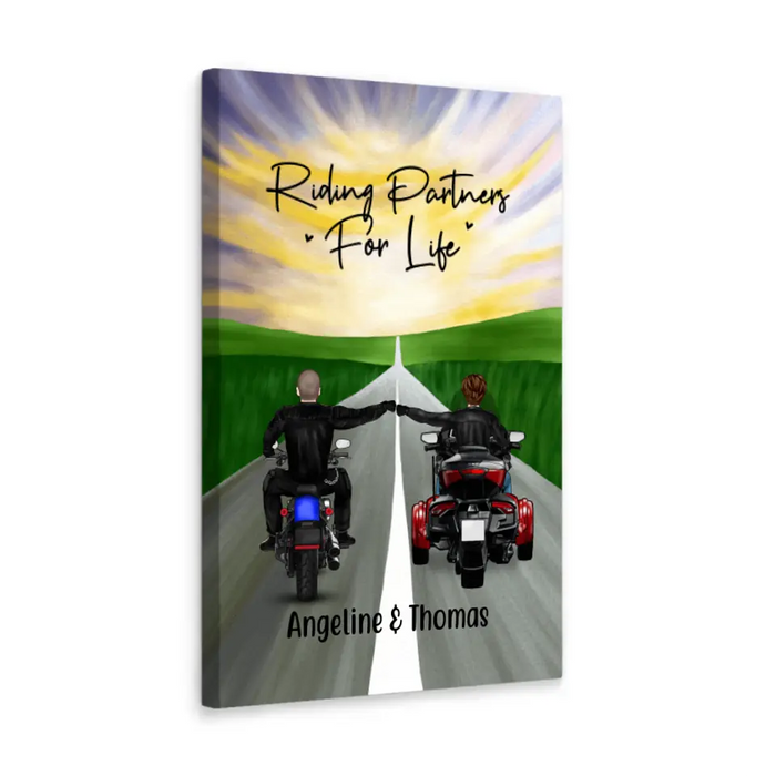 Personalized Canvas, Two Bikers - Couple And Friends, Gift for Motorcycle Lovers