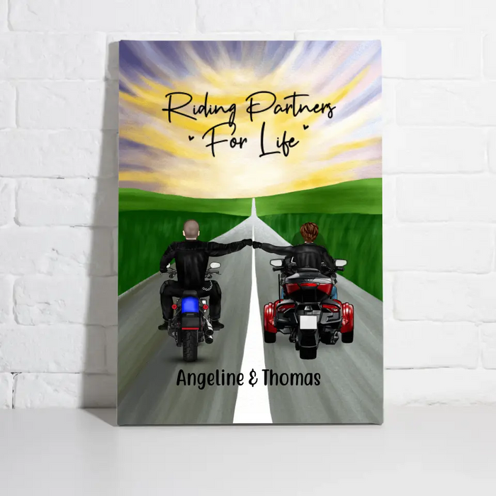 Personalized Canvas, Two Bikers - Couple And Friends, Gift for Motorcycle Lovers