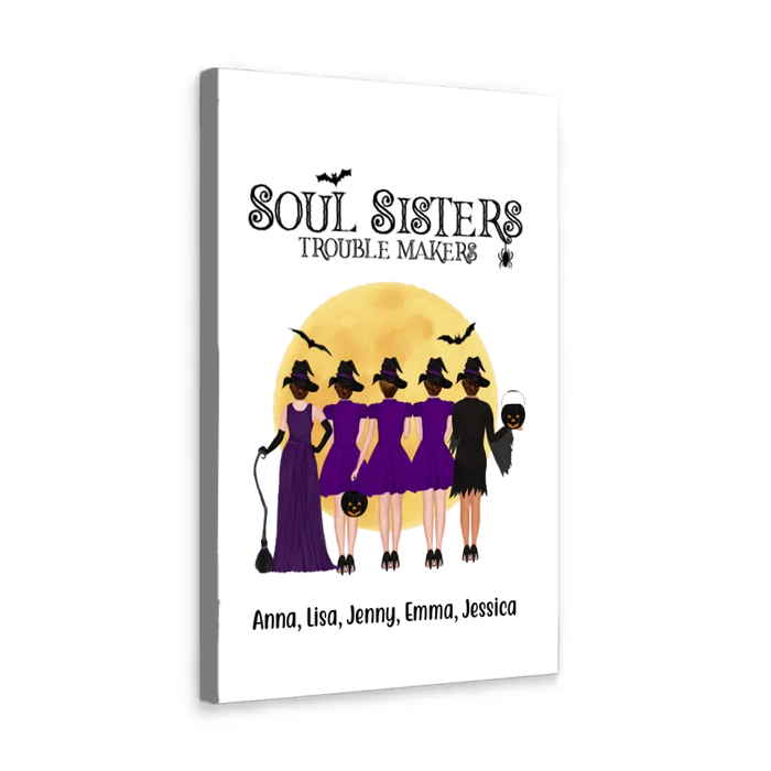 Personalized Canvas, Up To 5 Girls, Soul Sisters Trouble Makers Personalized Canvas, Up To 5 Girls, Soul Sisters Trouble Makers