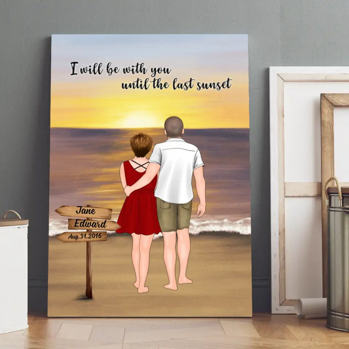 Personalized Canvas, Coupe On Beach Sunset, Gift for Anniversary & Couple, Gift for Him, Gift for Her