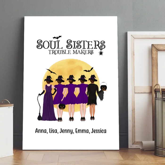 Personalized Canvas, Up To 5 Girls, Soul Sisters Trouble Makers Personalized Canvas, Up To 5 Girls, Soul Sisters Trouble Makers