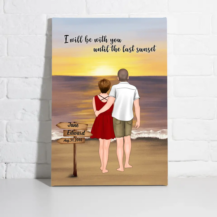Personalized Canvas, Coupe On Beach Sunset, Gift for Anniversary & Couple, Gift for Him, Gift for Her