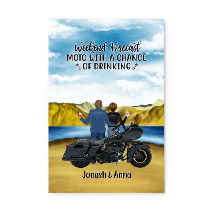 Personalized Canvas, Weekend Forecast Motorcyle With A Chance Of Drinking, Gift For Motorcycle Lovers
