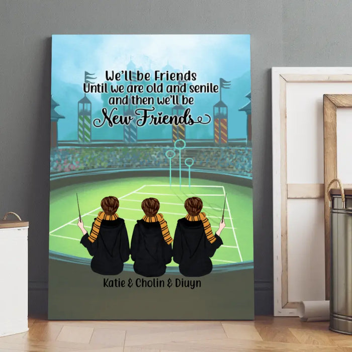 Personalized Canvas, Wizards Sisters And Friends - Gift For Halloween Season