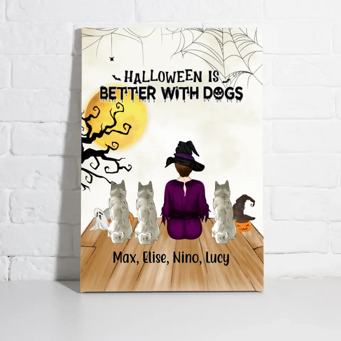 Personalized Canvas, Just A Girl Who Loves Dogs And Halloween, Gift For Halloween And Dog Lovers