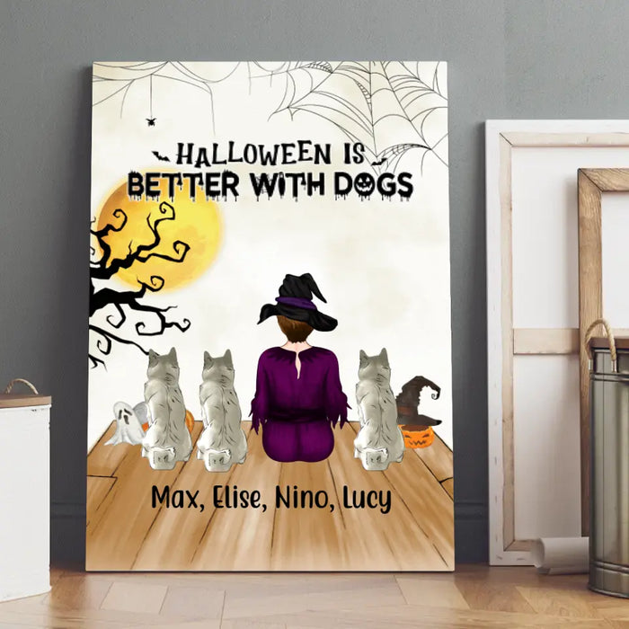 Personalized Canvas, Just A Girl Who Loves Dogs And Halloween, Gift For Halloween And Dog Lovers