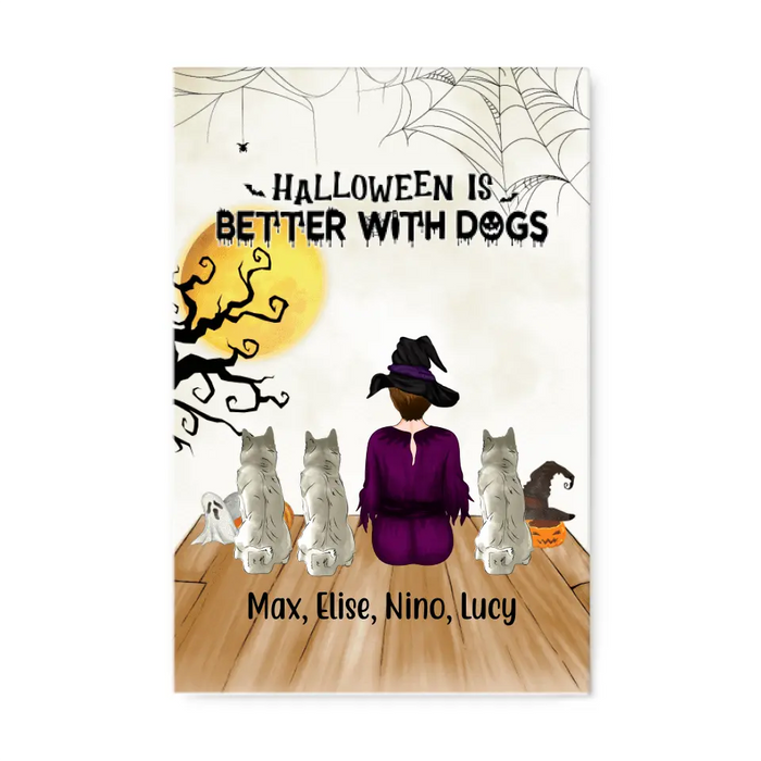 Personalized Canvas, Just A Girl Who Loves Dogs And Halloween, Gift For Halloween And Dog Lovers