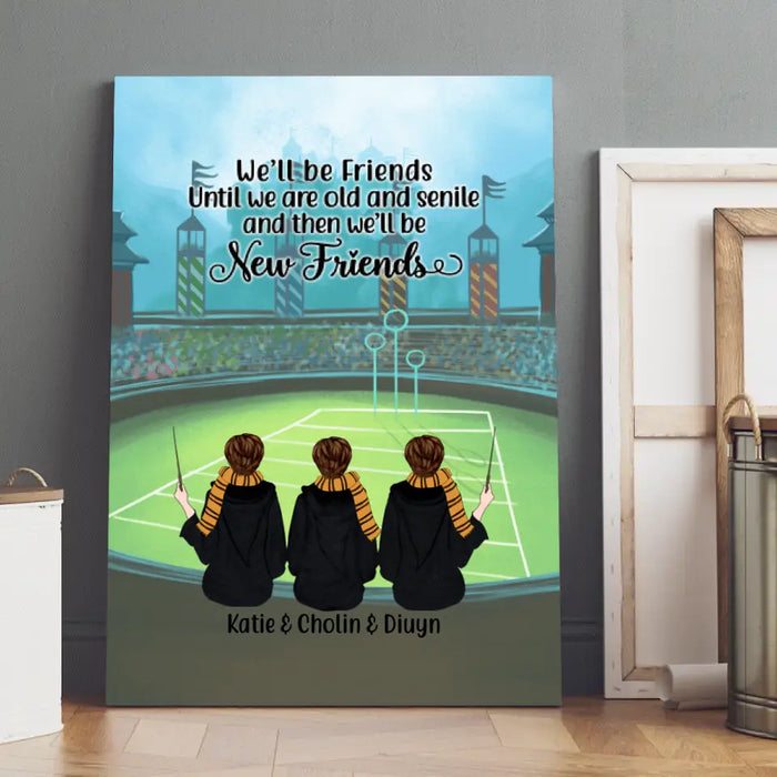 Personalized Canvas, Wizards Sisters And Friends - Gift For Halloween Season
