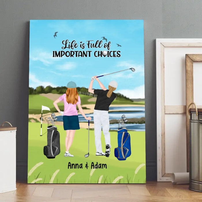 Personalized Canvas, Golf Partners - Couple And Friends Gift, Gift For Golfers
