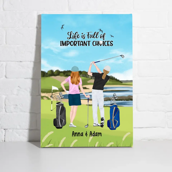 Personalized Canvas, Golf Partners - Couple And Friends Gift, Gift For Golfers