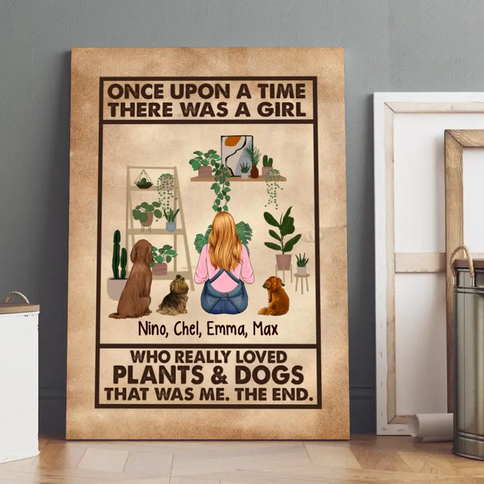 Personalized Canvas, A Girl Who Really Loved Plants And Dogs, Gift For Gardeners And Dog Lovers