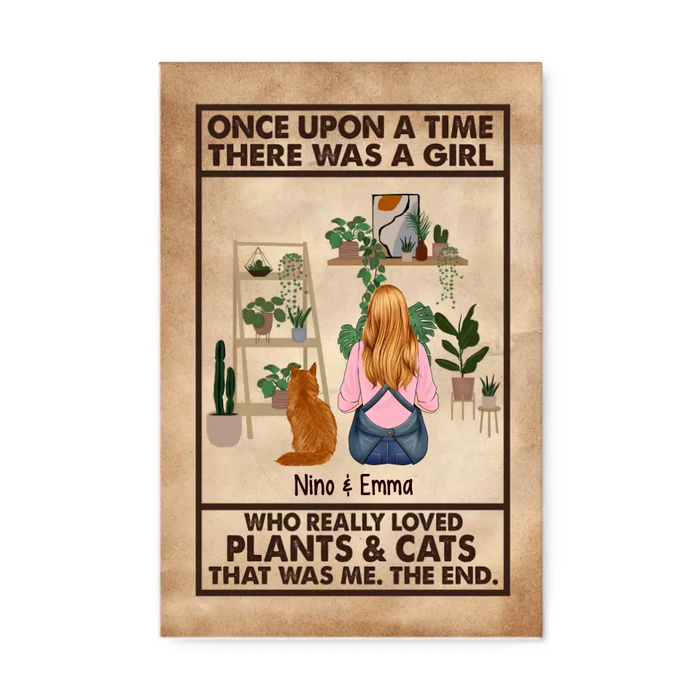 Personalized Canvas, A Girl Who Really Loved Plants And Cats, Gift For Gardeners And Cat Lovers