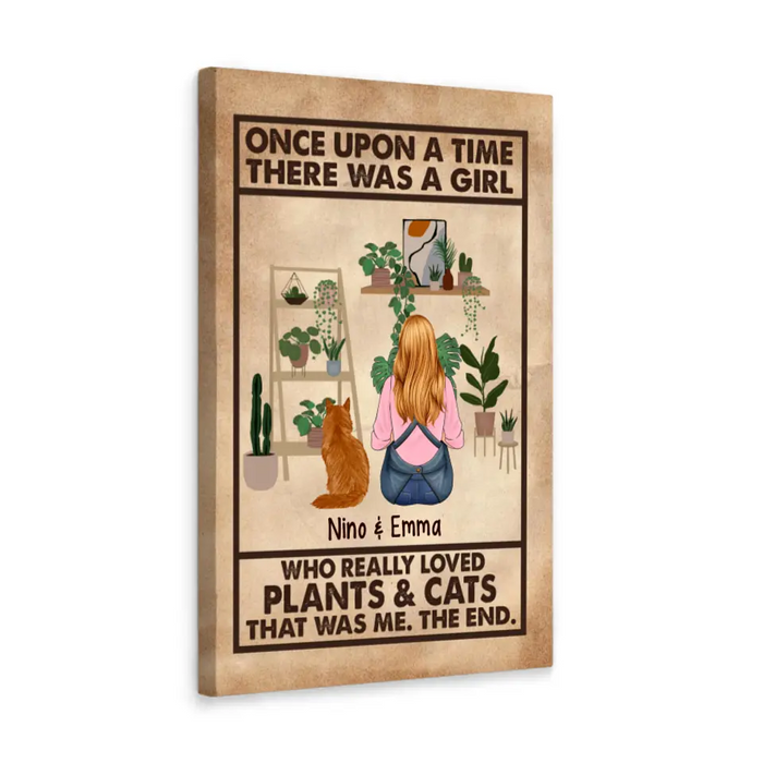 Personalized Canvas, A Girl Who Really Loved Plants And Cats, Gift For Gardeners And Cat Lovers