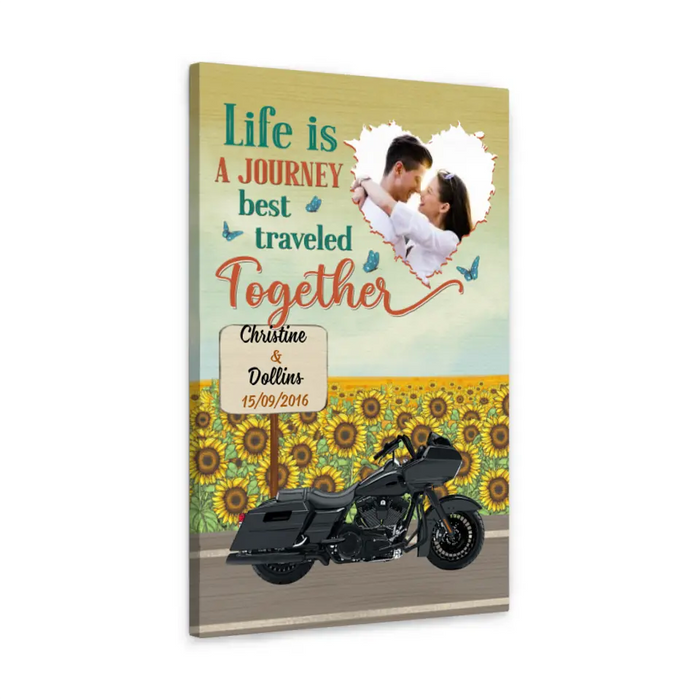 Personalized Canvas/Poster, Life Is A Journey Best Traveled Together, Photo Upload Gifts, Gifts For Riding Couples