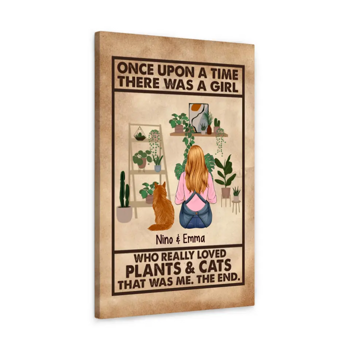 Personalized Canvas, A Girl Who Really Loved Plants And Cats, Gift For Gardeners And Cat Lovers