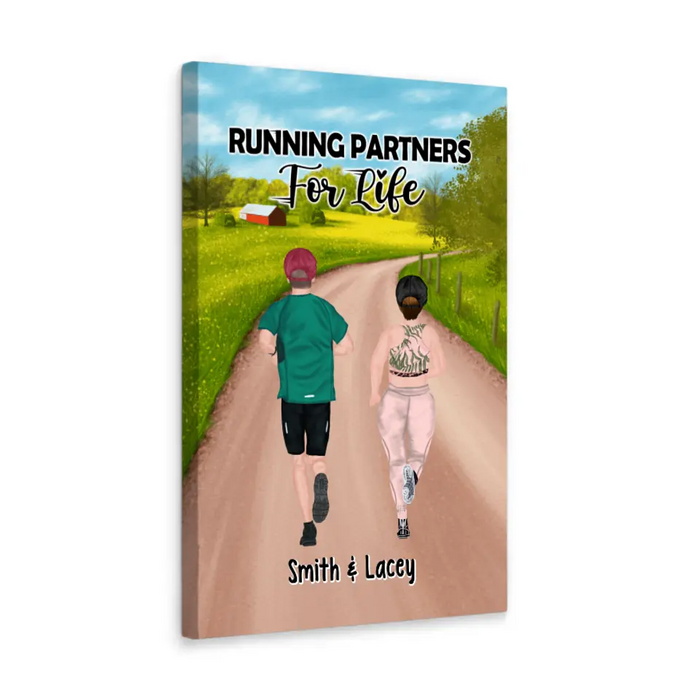 Personalized Canvas, Running Partners For Life, Gift For Running Couple And Friends