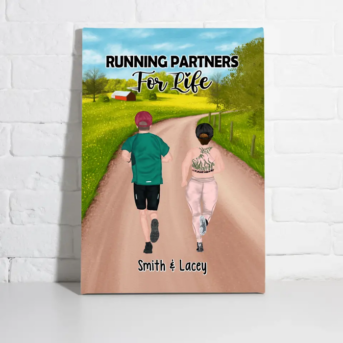 Personalized Canvas, Running Partners For Life, Gift For Running Couple And Friends