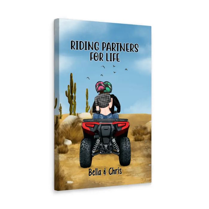 Personalized Canvas, All-Terrain Vehicle Riding Partners, Gift for ATV Quad Bike Couples