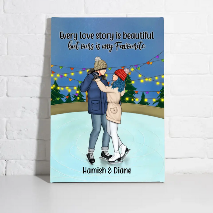 Every Love Story Is Beautiful - Personalized Gifts Custom Ice Skating Canvas/Poster For Couples, Ice Skating Gifts