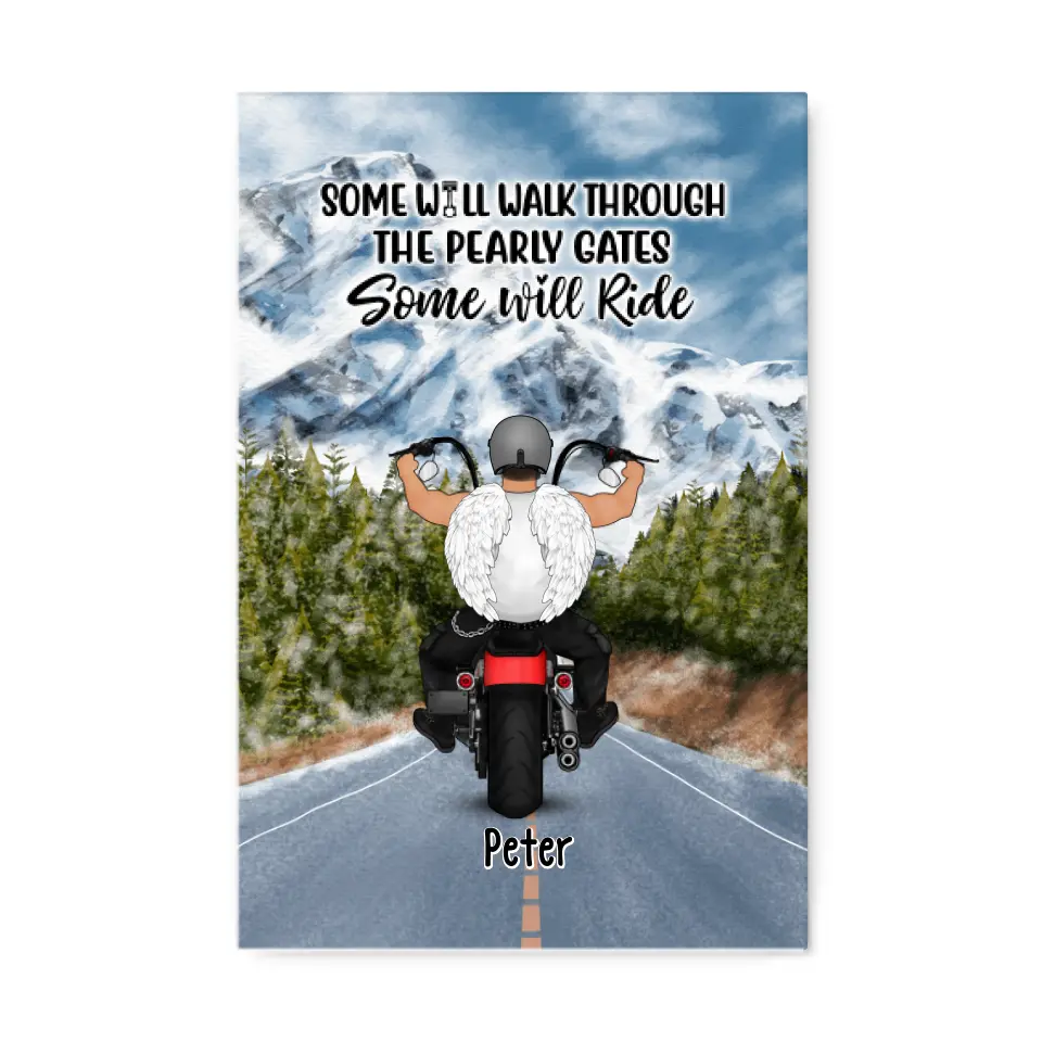 PEARLY GATES - angel Personalized Canvas, Angel Biker - Ride Through The Pearly