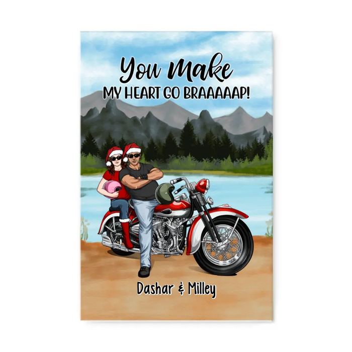 Personalized Canvas/Poster, Riding Partners For Life - Motorcycle Couple Front View, Gift For Motorcycle Lovers