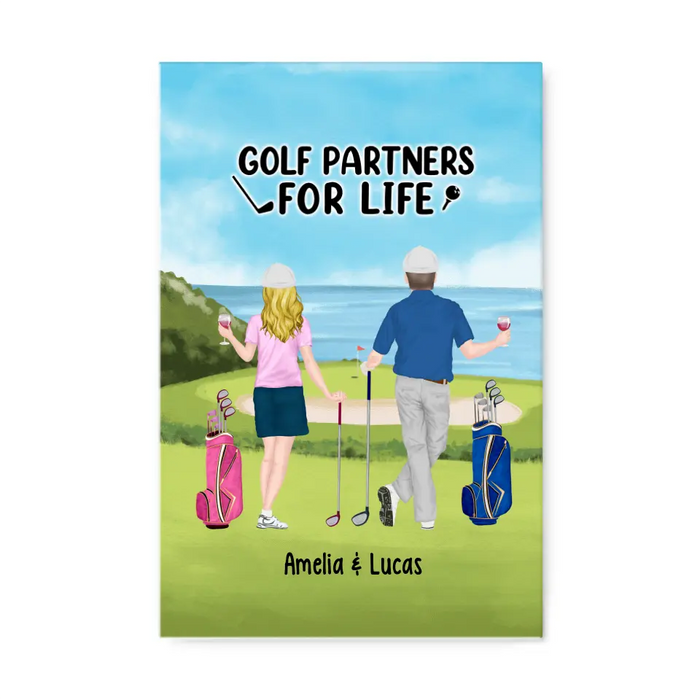 Personalized Canvas, Golf Drinking Partners - Couple And Friends Gift, Gift For Golfers