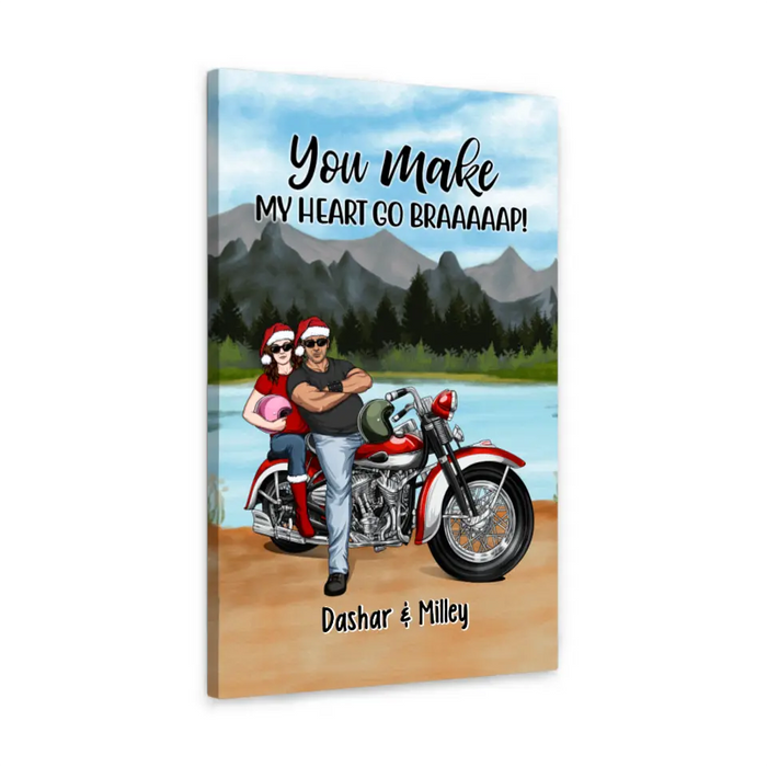 Personalized Canvas/Poster, Riding Partners For Life - Motorcycle Couple Front View, Gift For Motorcycle Lovers