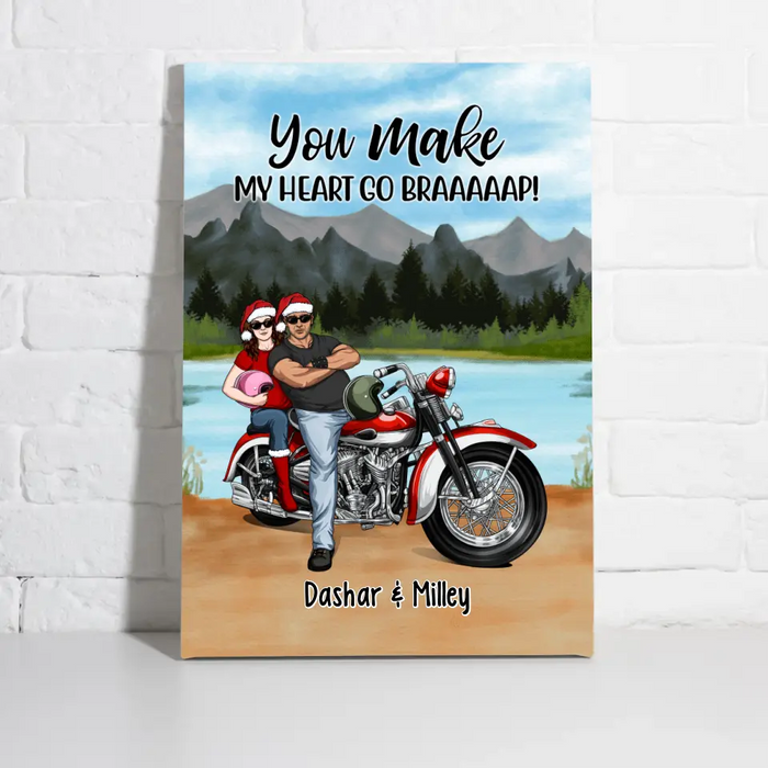 Personalized Canvas/Poster, Riding Partners For Life - Motorcycle Couple Front View, Gift For Motorcycle Lovers