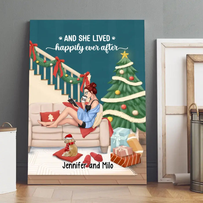 Personalized Canvas, Christmas Is Better With Books & Dogs, Christmas Gift For Her, Book Lover, Dog Lover