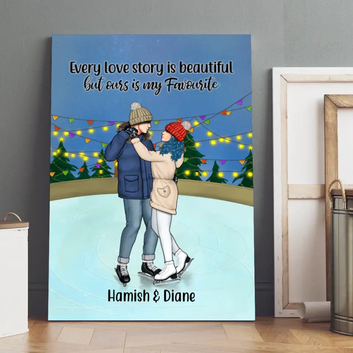 Every Love Story Is Beautiful - Personalized Gifts Custom Ice Skating Canvas/Poster For Couples, Ice Skating Gifts