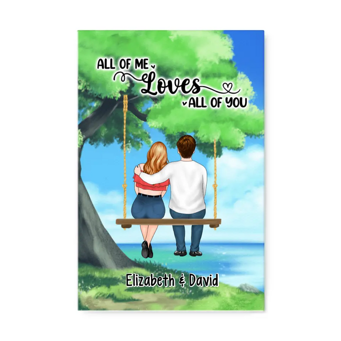 Personalized Canvas, Couple And Kid Sitting On Tree Swing, Together We Built A Life We Love, Gift For Family, Couple, Gift For Her, Gift For Him