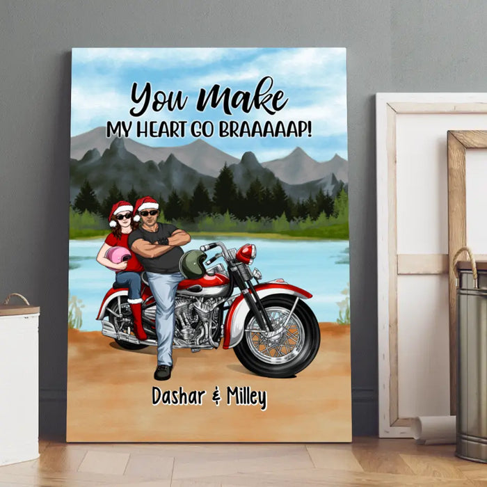 Personalized Canvas/Poster, Riding Partners For Life - Motorcycle Couple Front View, Gift For Motorcycle Lovers