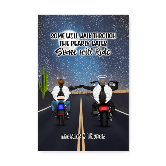 Personalized Canvas, Biker Couple - Ride One More Day With You, Memorial Gift For Motorcycle Lovers