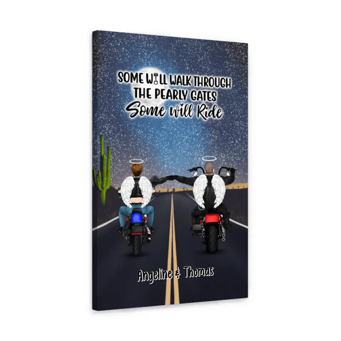 Personalized Canvas, Biker Couple - Ride One More Day With You, Memorial Gift For Motorcycle Lovers