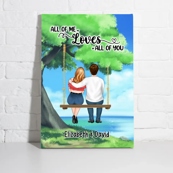 Personalized Canvas, Couple And Kid Sitting On Tree Swing, Together We Built A Life We Love, Gift For Family, Couple, Gift For Her, Gift For Him