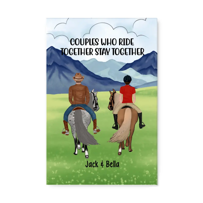 Horse Riding Couple And Friends - Personalized Canvas For Horse Riding Lovers, For Her, For Him