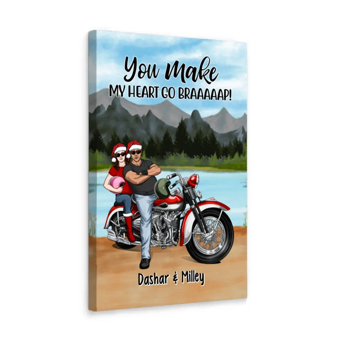 Personalized Canvas/Poster, Riding Partners For Life - Motorcycle Couple Front View, Gift For Motorcycle Lovers