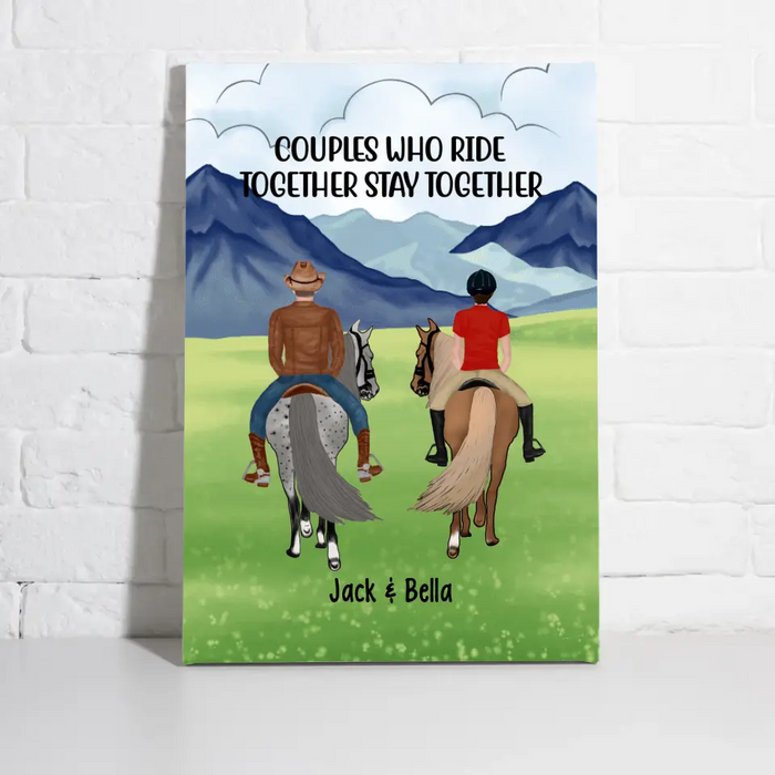 Horse Riding Couple And Friends - Personalized Canvas For Horse Riding Lovers, For Her, For Him