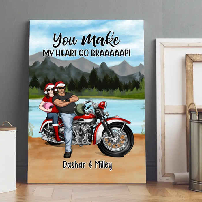 Personalized Canvas/Poster, Riding Partners For Life - Motorcycle Couple Front View, Gift For Motorcycle Lovers