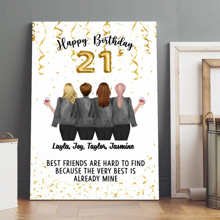 Happy Birthday To Bestie - Personalized Canvas For Friends, For Her, Birthday