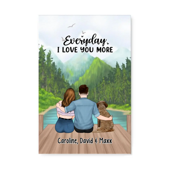 Everyday I Love You More - Personalized Canvas For Couples, For Him, Her, Dog Lover, Cat Lover