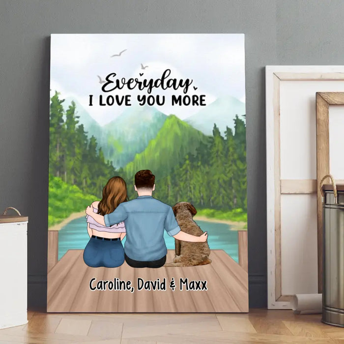 Everyday I Love You More - Personalized Canvas For Couples, For Him, Her, Dog Lover, Cat Lover