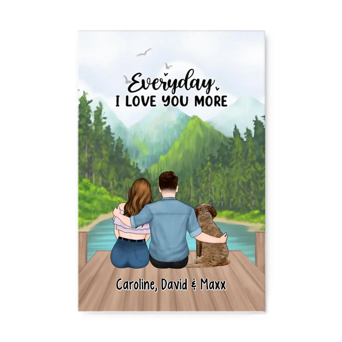 Everyday I Love You More - Personalized Canvas For Couples, For Him, Her, Dog Lover, Cat Lover