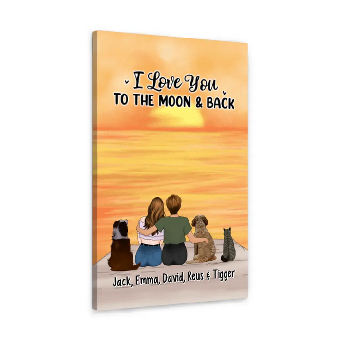 Love You To The Moon And Back - Personalized Canvas For Dog Lover, Cat Lover