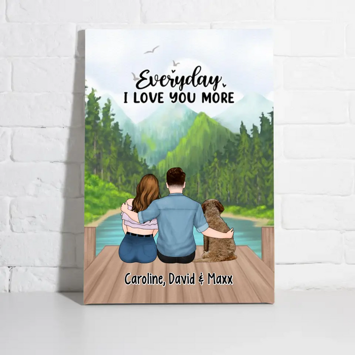 Everyday I Love You More - Personalized Canvas For Couples, For Him, Her, Dog Lover, Cat Lover