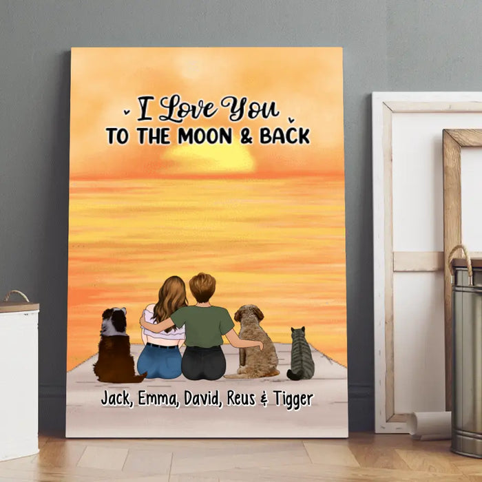 Love You To The Moon And Back - Personalized Canvas For Dog Lover, Cat Lover