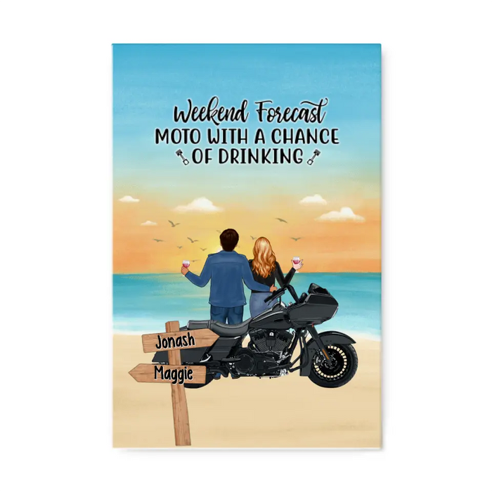 No Road Is Too Long When We Are Riding Together - Personalized Canvas For Motorcycle Lovers