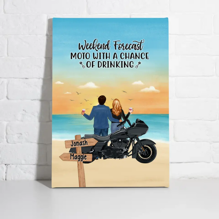 No Road Is Too Long When We Are Riding Together - Personalized Canvas For Motorcycle Lovers